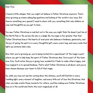 Entregando la carta mágica de Papá Noel