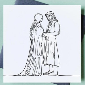 Aragorn und Arwen One Line Karte | Herr der Ringe | Jahrestag Geburtstag Valentinstag Hochzeit | Süße Kawaii Nerdy Gamer Geschenke Romantisches Herr der Ringe