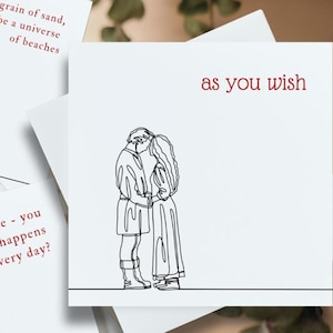 Carte unique Westley et renoncule | La princesse mariée | Anniversaire Mariage Saint-Valentin | Cadeau mignon Kawaii ringard pour gamer romantique
