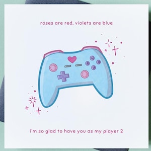 Giocatore 2 Console per videogiochi Controller Poesia Amore Biglietto d'auguri / Anniversario Compleanno San Valentino Nozze / Carino Kawaii Nerdy Gamer Regalo Romantico