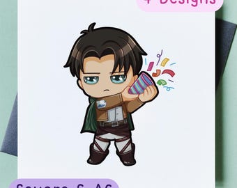 Attack on Titan Celebration Card | Captain Levi | Anniversary Birthday Valentine's Love | Cute Kawaii Nerdy Anime Gamer Gifts Short King AOT