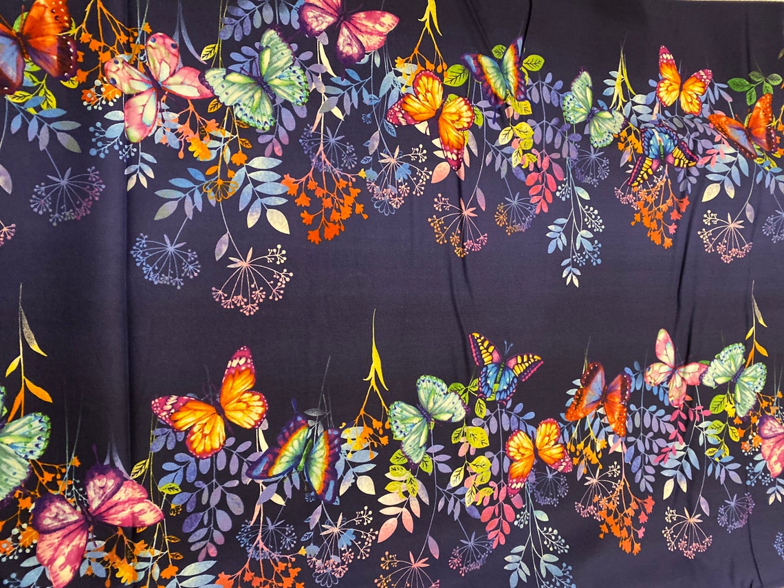 Butterfly Fabric Blue Butterfly Studio E Fabric Butterfly Etsy