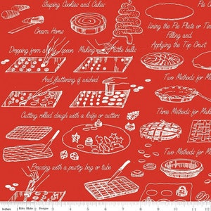 Christmas fabric, red Christmas fabric, vintage red cookbook,  Riley BLake fabric, snow sweet fabric, 100% cotton fabric sewing quilting