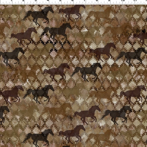 Horse fabric, Southwest Collection, In The Beginning fabric, Southwest Horse fabric, Stallions Brown,  cotton quilting fabric, 6 SOU 1,