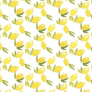 Lemon fabric, lemons on White, fruit fabric, lemon Leaves, Dear Stella fabric,   cotton quilting fabric, sewing fabric, DCWR 2131,