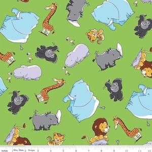 animal fabric, jungle animal fabric, Riley Blake fabric, Tarzanimals fabric, Green Tarzanimals, 100% cotton  fabric