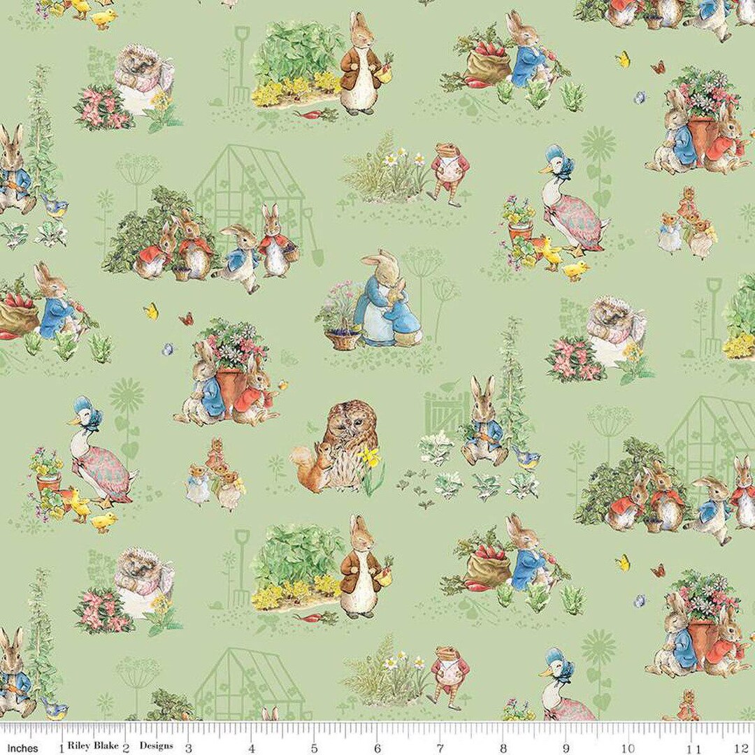 Peter Rabbit Frog Friend Peter Rabbit Fabric, Beatrix Potter, Riley Blake, Cotton Quilting ...