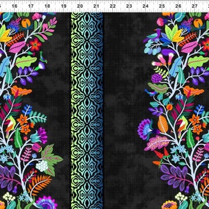 black floral, Teapot Sampler fabric,   The Beginning Fabric,  cotton quilting sewing, 2TPS 1, black floral repeat,