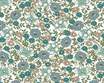 Wide back fabric, blue  floral fabric, 108" wide back, RIley Blake, Fabric, quilt backing, Prairie Flower blue, blue flowers,
