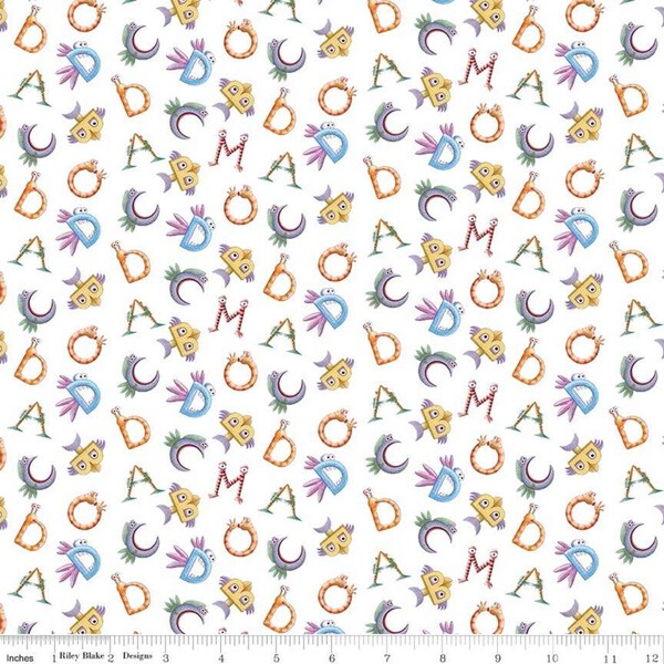 Pout Pout Fish, Numbers fabric, Alphabet  fabric,  quilting apparel cotton  Fat Quarter, 1/2 yard or by the yard   fabric  cotton fabric