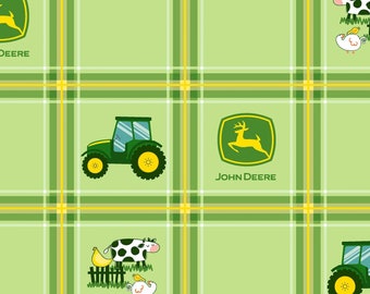 John Deere fabric, Tractor  fabric, John Deere Tartan, green John Deere, Green Tartan fabric, cotton fabric quilting, green John Deere