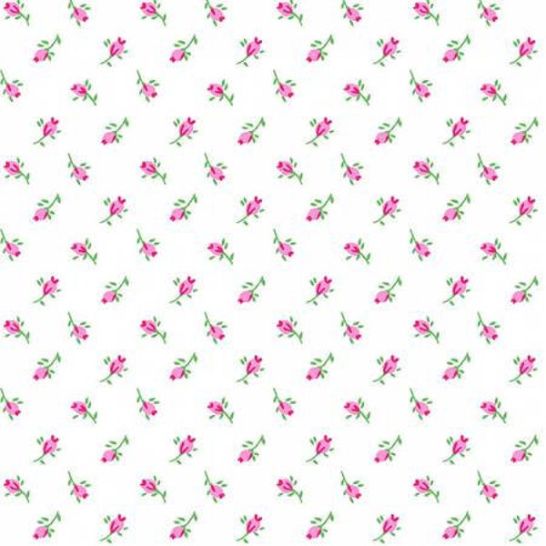 rose FLANNEL, white rose flannel, floral flannel, floral white flannel, white flannel, Pink Rosebud Flannel, 753AE-P, Robert Kaufman,
