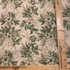 Christmas fabric, Winter Blooms, Toile floral, Christmas flowers, White Christmas Toile, In The Beginning fabric, 100% cotton fabric, 4 WB 1