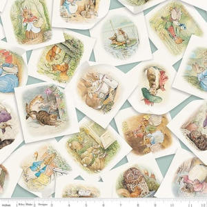 Peter Rabbit fabric, Beatrix Potter, Riley Blake, cotton quilting, The Tale of Peter Rabbit, CD15860 BLUE, Peter Rabbit & Friends,