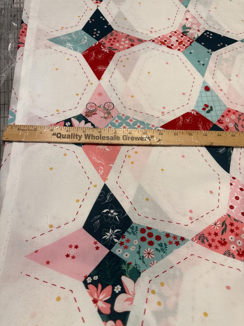Wide back fabric, Riley Blake Fabric, quilt backing, Berry Market Star, 107/108 Wide Back, Star Multi, floral quilt backing, WB15748 image 4