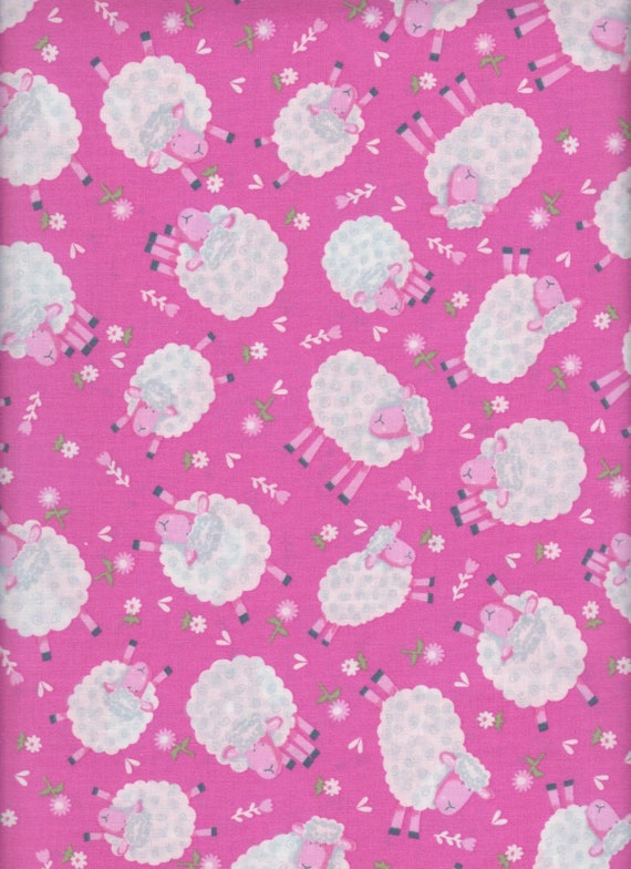 Sheep Fabric Cute Sheep Fabric Pink Sheep Fabric Calico Etsy