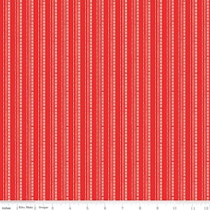 Christmas Fabric, red stripe, red white stripe, Riley Blake, cotton fabric, Christmas red, red Christmas, C12262,