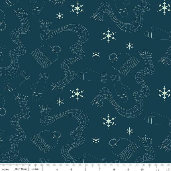 Wide back fabric, 108" quilting, Riley Blake Fabric, quilt backing, Winter Gear, Arrival of Winter, Snowflakes blue, WB13528-NAVY