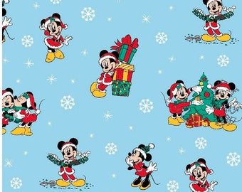 Mickey and Minnie, Disney fabric, Minnie fabric, Spring Creative, mickey Christmas, mickey and Friends, Christmas fabric, Christmas Disney