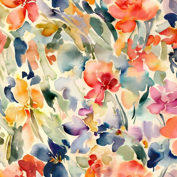 Large Ecru floral,  Watercolors Ecru, Master Floral Ecru, Oasis Fabrics,  596011, Abstract floral floiage,