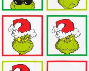 Grinch Panel, Grinch fabric, Robert Kaufman, Grinch Panel Holiday, Dr. Seuss, Christmas panel, 24 inch panel, ADE20993223,
