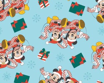 Mickey and Friends, Disney fabric, Spring Creative, mickey Christmas, mickey presents wrap, Christmas fabric, Christmas Disney