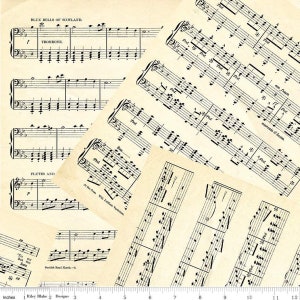 Music Notes fabric, Parchment Musical notes, Music notes, Riley Blake, Art Journal music, musical notes paper natural, C13040-PARCHMENT,