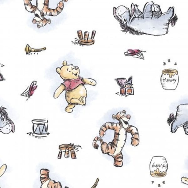 Winnie the Pooh, Pooh and friends, pooh fabric, cotton Calico fabric  quilting apparel cotton