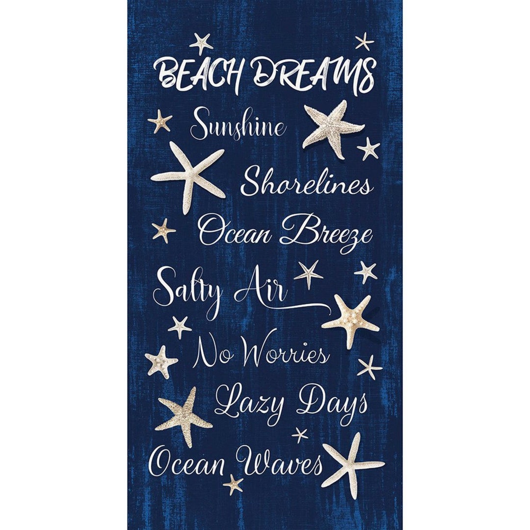 Beach Panel, Beach Fabric, Timeless Treasures, Beach Dreams, Navy Beach