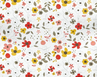 On the Bright side, cream floral fabric, Cream flowers, Floral fabric, Riley Blake fabric, quilting apparel cotton fat quarter,1/2  or yard