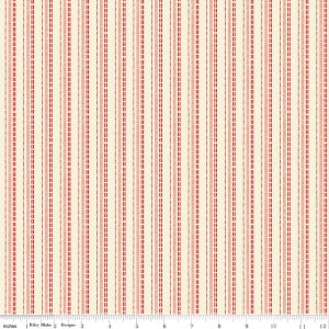 Christmas Fabric, Cream red stripe, cream stripe, Riley Blake, cotton fabric, Christmas red, C12262, Adel in Winter Cream stripe,