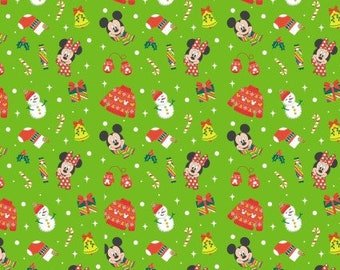 Disney Christmas, Mickey and Friends, Disney fabric, Spring Creative, mickey Christmas, Christmas fabric, Green Christmas Disney, stockings