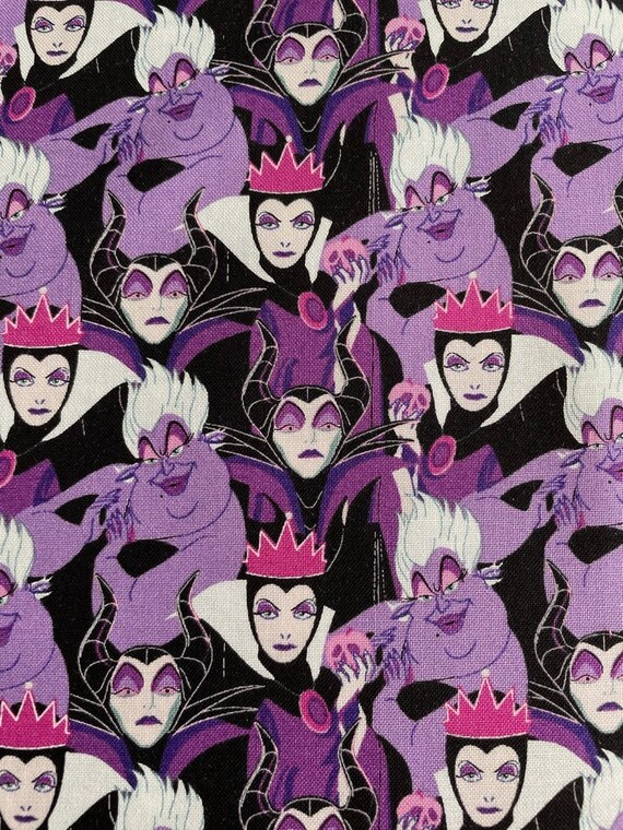 Disney Villains Halloween Fabric Villainous Group Purple Etsy