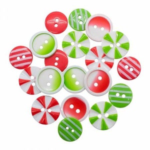 Christmas Buttons, Christmas trim. Buttons, Christmas embellishments, craft buttons, Colors of Christmas, Buttons Galore, Peppermint buttons