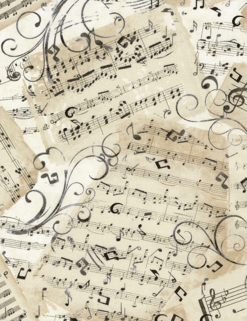 Music Notes Fabric Natural Musical Notes Music Notes Words Etsy Canada