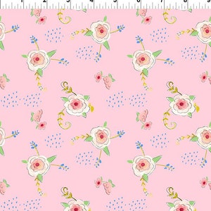 rose blooms, pink Floral fabric, Pink roses, In The Beginning fabric, 100% cotton fabric, 3JHT 1, Jennifer Heyden, Happy Go Lucky,