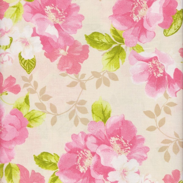 floral fabric, Wisteria fabric, pink flowers,  Fabric Traditions fabric, 100% cotton, Wild Wisteria Pink,
