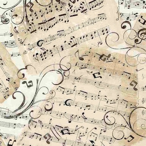 Music Notes fabric, Natural Musical notes, Music notes words, Timeless Treasures, cotton sewing, musical notes paper natural, Music-C4830