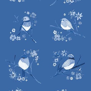 Bird panel, Blue bird panel, 24 inch panel, Riley Blake, Sunshine and Dewdrops, blue Bird fabric, 100% cotton fabric, lap quilt, P11978-BLUE