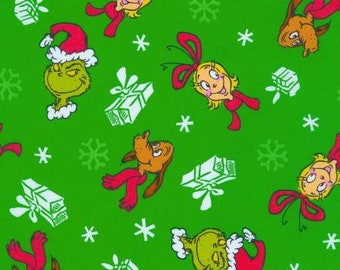 Christmas fabric, Grinch Fabric, Dr. Seuss Fabric, Dr. Seuss Holiday, Robert Kaufman, How The Grinch Stole Christmas, ADE748617