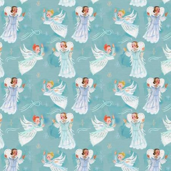 Christmas Fabric, Christmas Angels, Christmas Peace, Vintage Angel,  cotton quilting fabric, Christmas Manger, 120-1401,