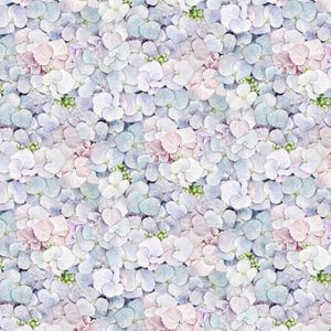 hydrangea fabric, Flowers Hydrangea, cotton quilting sewing, Packed Floral, Fancy Tea, 34004 White, Elizabeth&#39;s Studio,