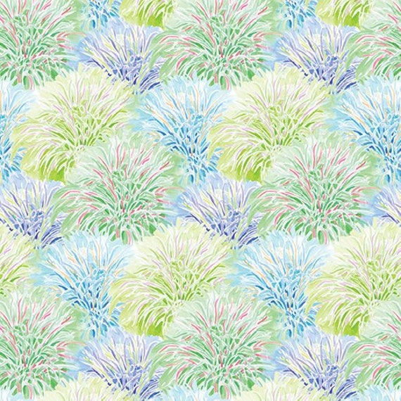 Foliage fabric, A Painted Garden, Benartex fabric, cotton quilting sewing, # 13403, bright grasses,  colorful sprays,