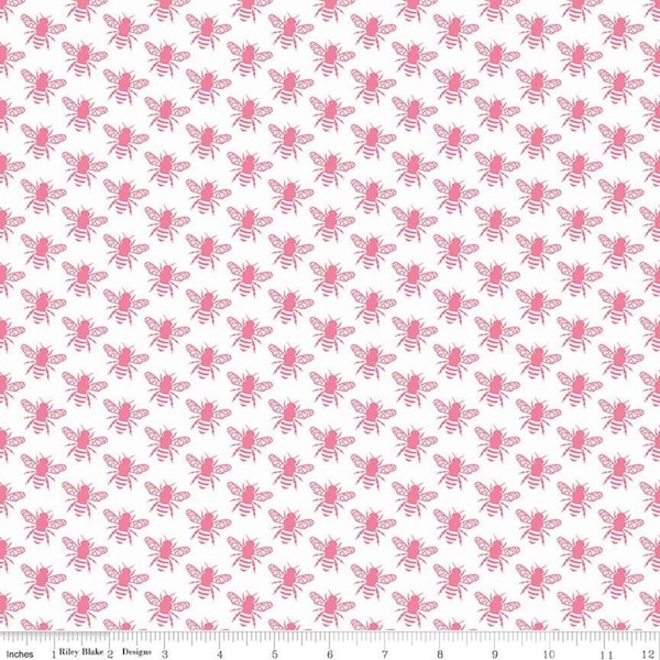 Bee fabric, pink bee fabric, Riley Blake fabric cotton fabric quilting apparel