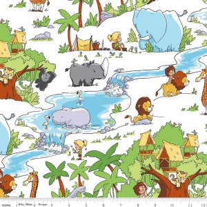 animal fabric, jungle animal fabric, Riley Blake fabric,  fabric  quilting apparel cotton  Fat Quarter, 1/2 yard or by the yard   fabric