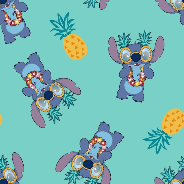 Lilo and Stitch, Stitch Pineapple,  DIsney fabric, Stitch fabric,    quilting apparel cotton  sewing fabric 100% cotton