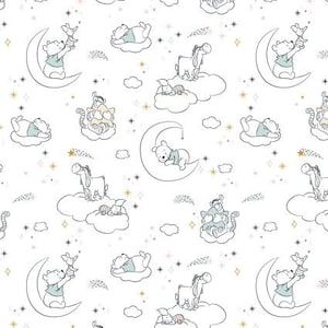 Winnie the Pooh, Pooh fabric, 100% cotton fabric, moon and stars, Piglet Tigger, pooh baby friends, Eeyore, Springs Creative, white pooh,