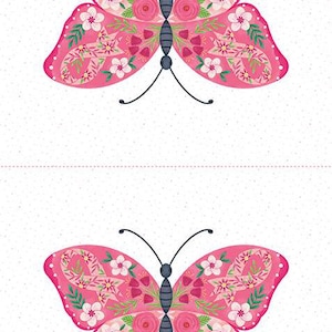 Butterfly Panel, pink floral butterfly, 23 inch panel, Flowers butterflies, 100% cotton, Riley Blake, pink butterfly. pillow panels,