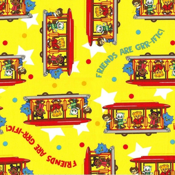 Daniel the tiger, tiger fabric, Calico fabric fabric  quilting apparel cotton  Zoo train, Crafty Cottons fabric,