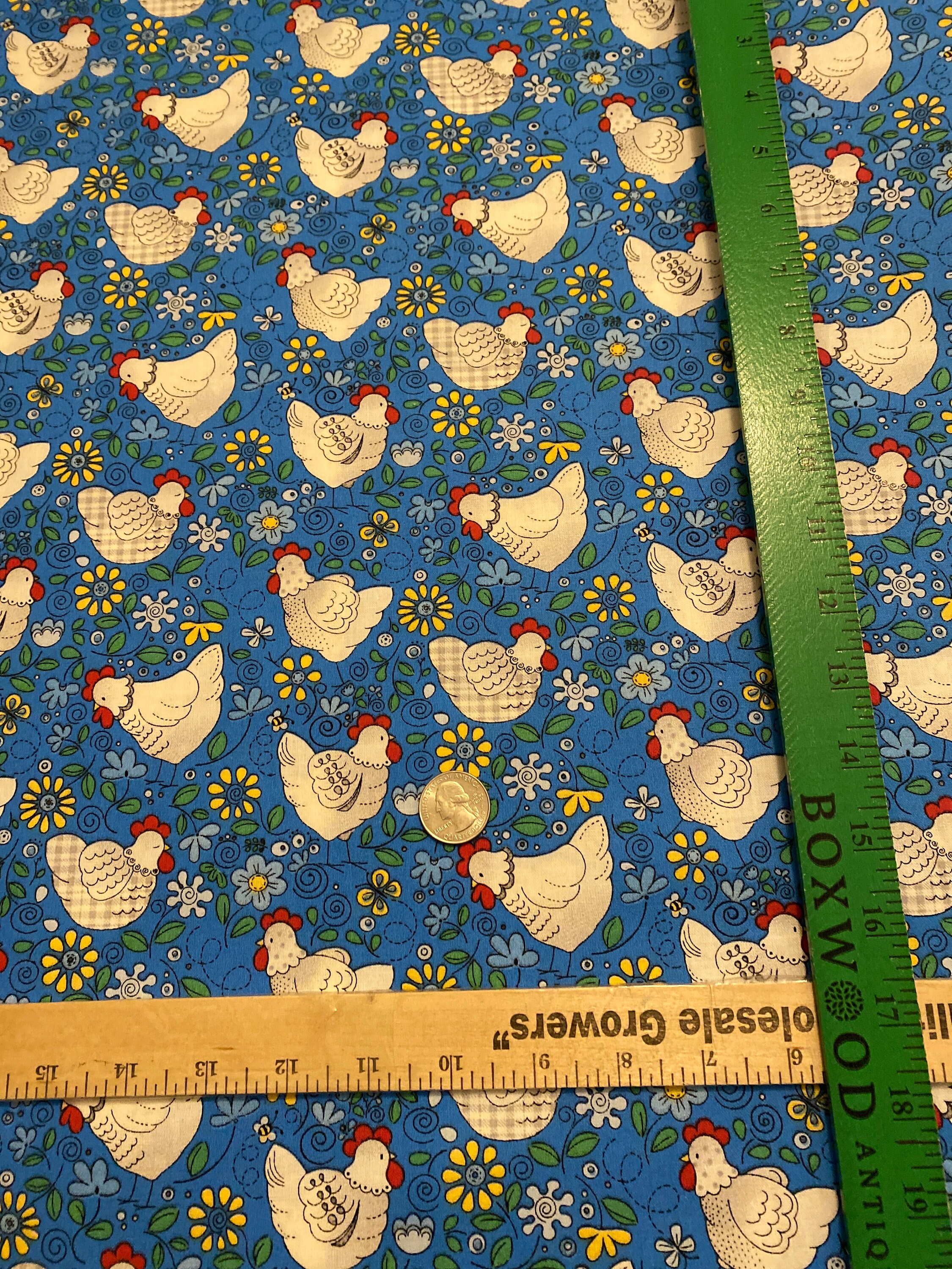 Chicken Fabric Blue Chicken Fabric Fabric Traditions Etsy